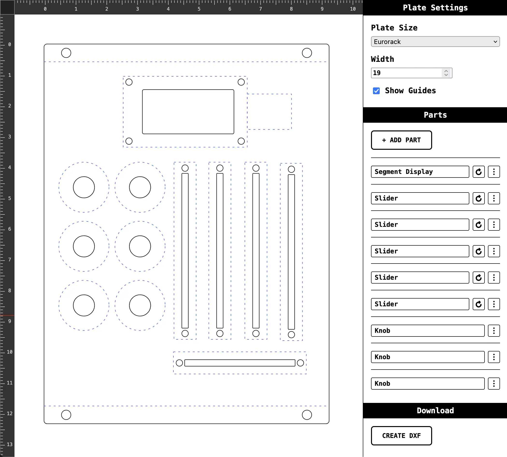 Screenshot of the DIY plate designer